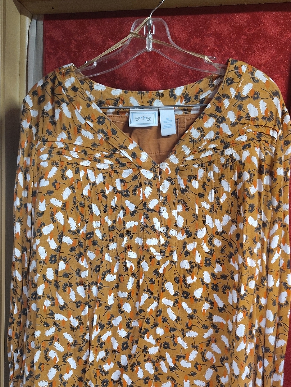 Gilli Mustard Floral Print Tunic Top